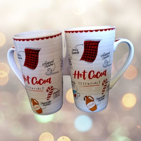 CHRISTMAS PIER 1 *HOT COCOA ESSENTIALS*  MUG Tall 16 OZ  SET OF 2 VINTAGE - Picture 11 of 11